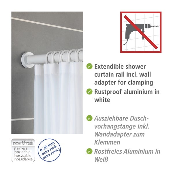 Bílá teleskopická tyč do koupelny Wenko Luz, délka 110-185 cm-image-4