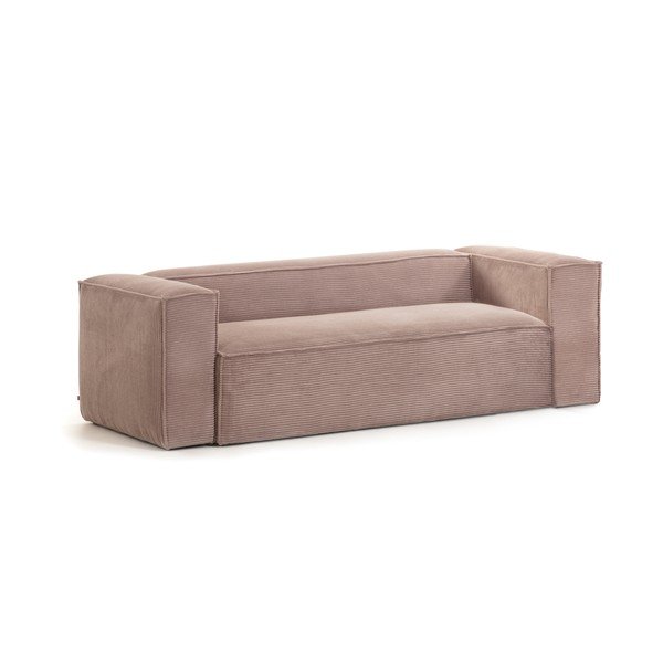Růžová manšestrová pohovka Kave Home Blok, 240 cm-image-2