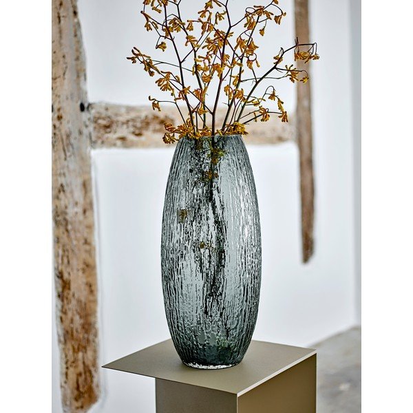Šedá skleněná ručně vyrobená váza (výška 50 cm) Brock – Bloomingville-image-1