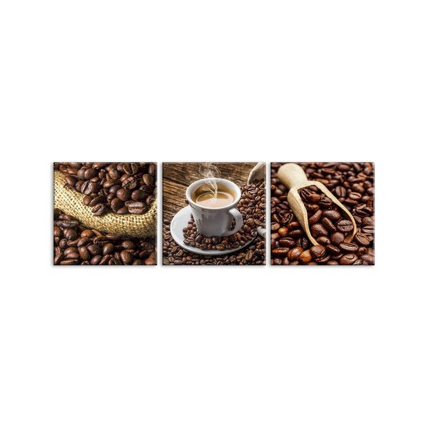 Sada 3 obrazů Styler Glasspik Set Coffee Uno