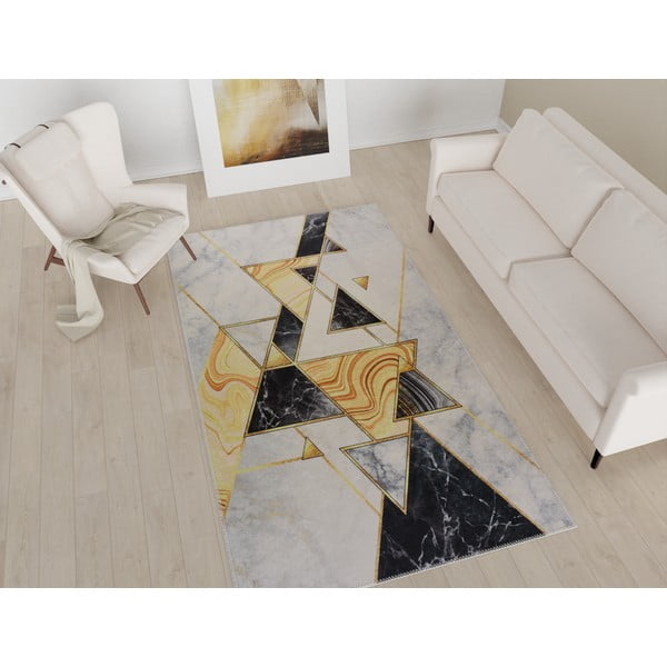 Černobílý pratelný koberec běhoun 80x200 cm – Vitaus-image-1