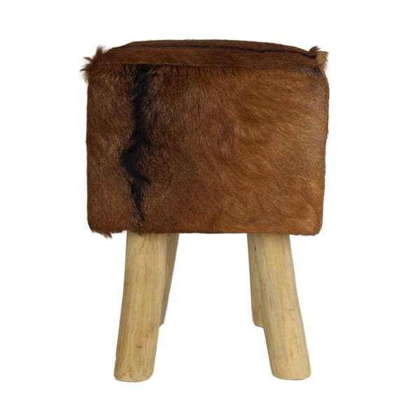 Stolička z teakového dřeva s kožešinou HSM Collection Goat