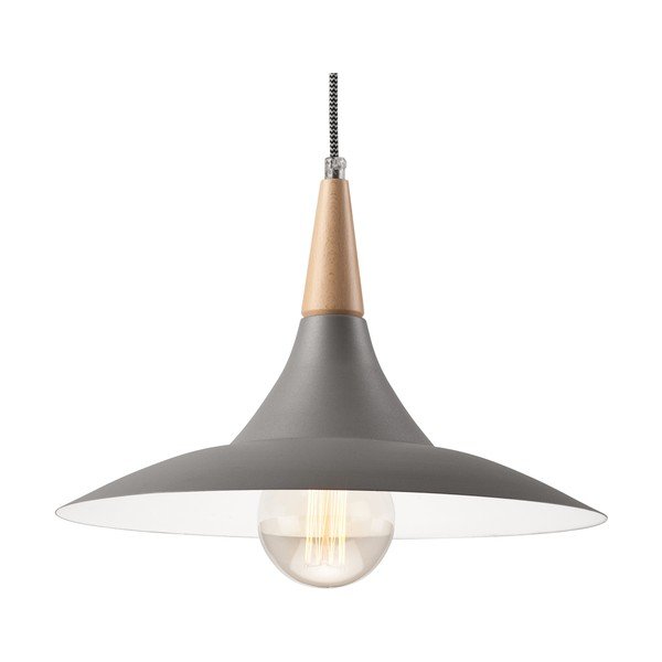 Šedé závěsné svítidlo s kovovým stínidlem ø 30 cm Ufo – LAMKUR-image-4