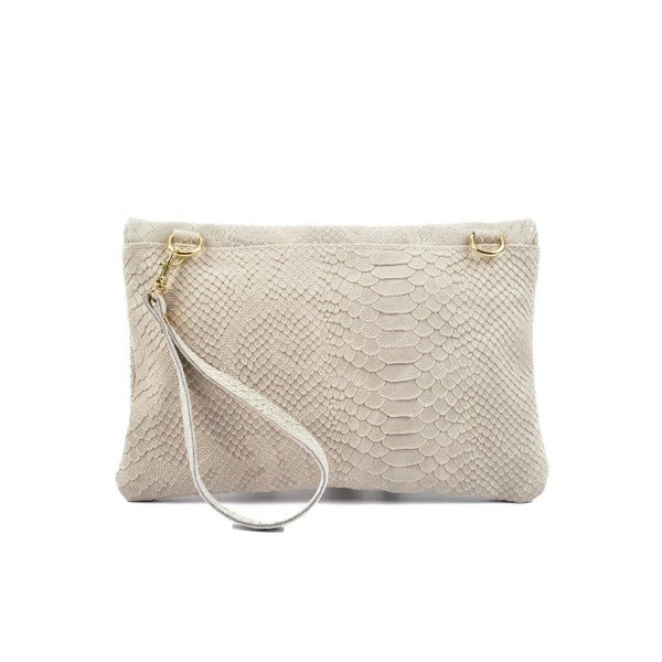 Béžové kožené psaníčko s třásněmi Roberta M Beige-image-2
