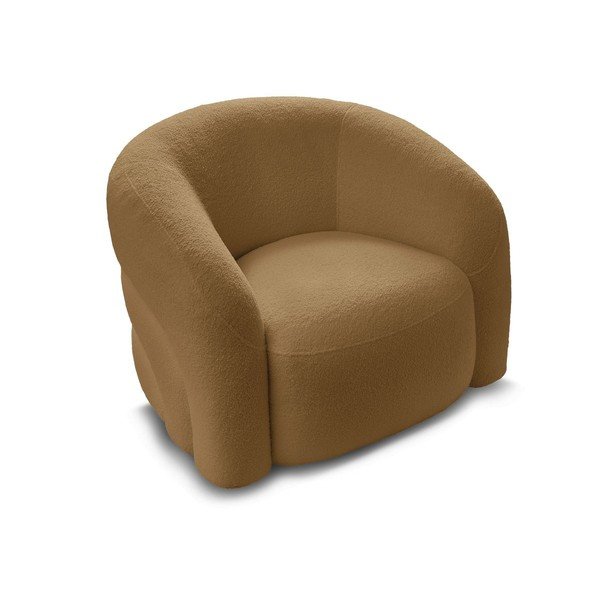 Otočné křeslo z textilie bouclé v hořčicové barvě Elina – Bobochic Paris-image-3