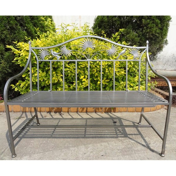 Šedá kovová zahradní lavice Talin - Garden Pleasure-image-1