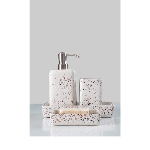 Bílá sada doplňků do koupelny z polyresinu Mozaik – Mioli Decor-image-1