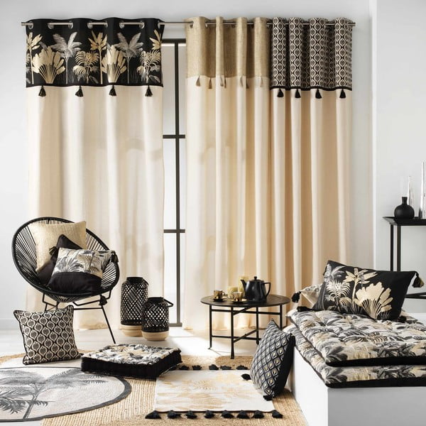 Černo-béžový závěs 140x240 cm Karaba – douceur d'intérieur-image-4