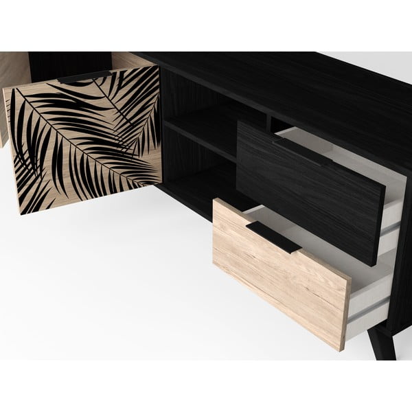 Černý TV stolek v dekoru dubu 181x53 cm Palmera - Marckeric-image-1