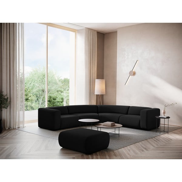 Černá sametová rohová pohovka Ekahi – Makamii-image-1