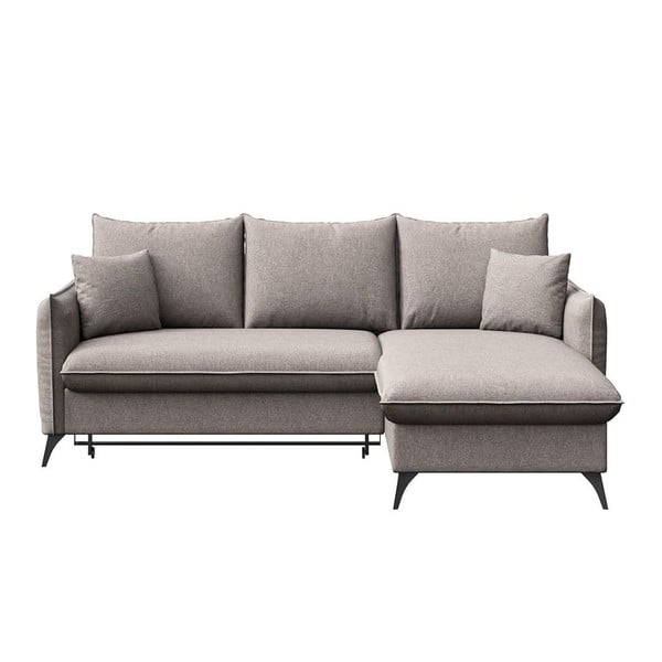 Šedá rozkládací/s úložným prostorem rohová pohovka (pravý roh/s lenoškou) Brim – Rodier