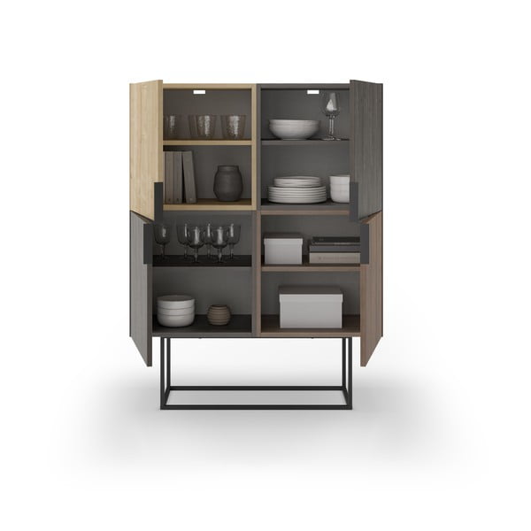 Skříňka v dekoru dubu v hnědo-přírodní barvě 100x130 cm Titan – Marckeric-image-3