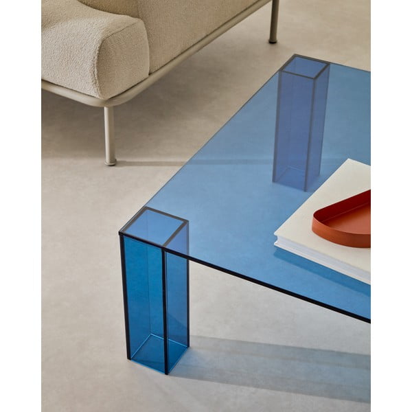 Modrý skleněný konferenční stolek 60x140 cm Adularia – Kave Home-image-1