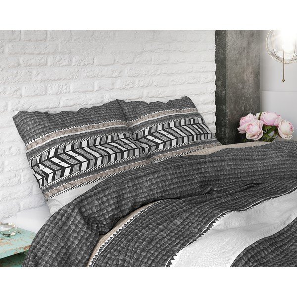 Šedé bavlněné povlečení na jednolůžko Pure Cotton Northern Stripe, 140 x 200/220 cm-image-2