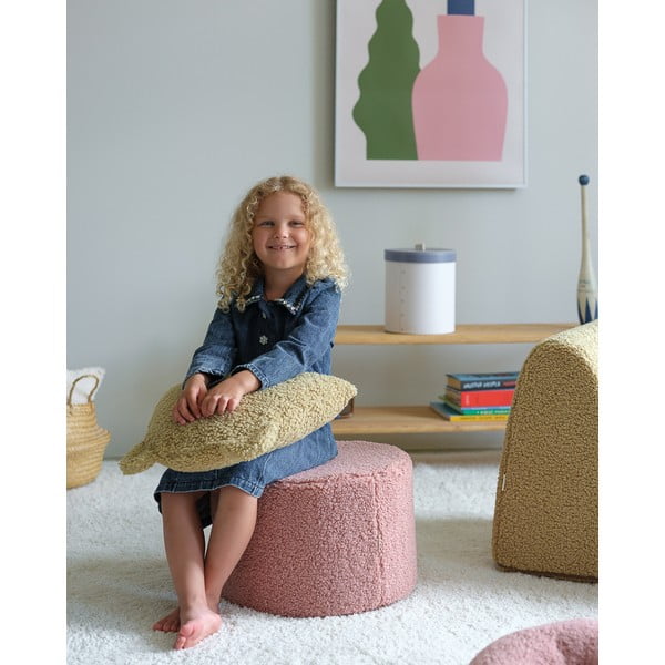Růžový dětský puf z textilie bouclé – Wigiwama-image-1