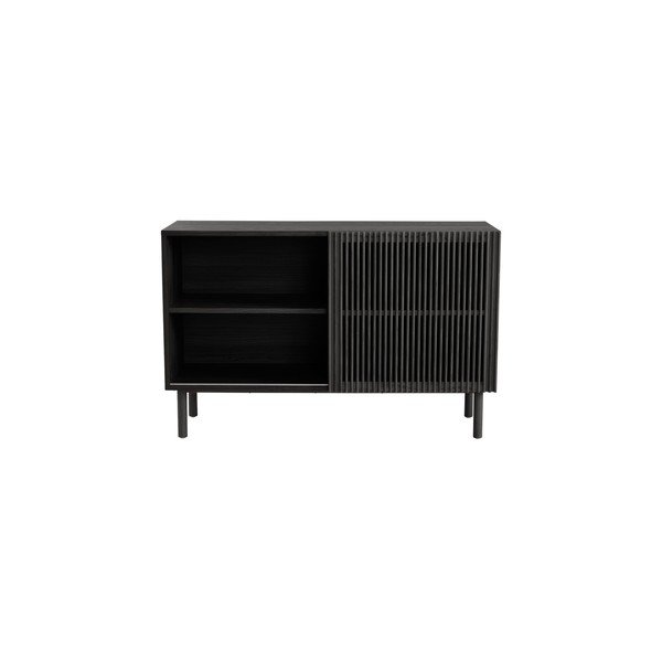Černá skříňka v dekoru jasanu s posuvnými dveřmi 124x80x45 cm Sion – Jotex