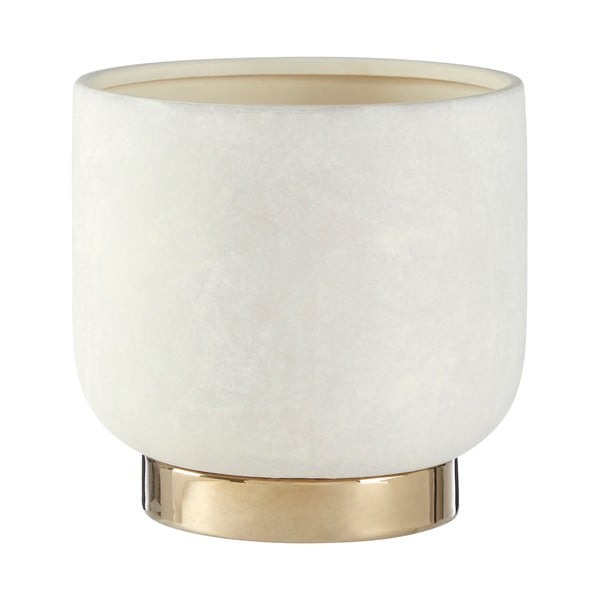 Květináč z kameniny v bílo-zlaté barvě Premier Housewares Callie, ø 18 cm