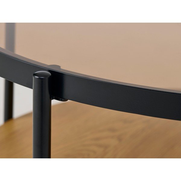 Kulatý konferenční stolek se skleněnou deskou v přírodní barvě ø 84 cm Hassel – Unique Furniture-image-3