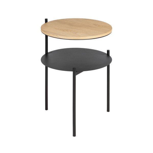 Černý/v přírodní barvě noční stolek s deskou v dubovém dekoru Tu – noo.ma