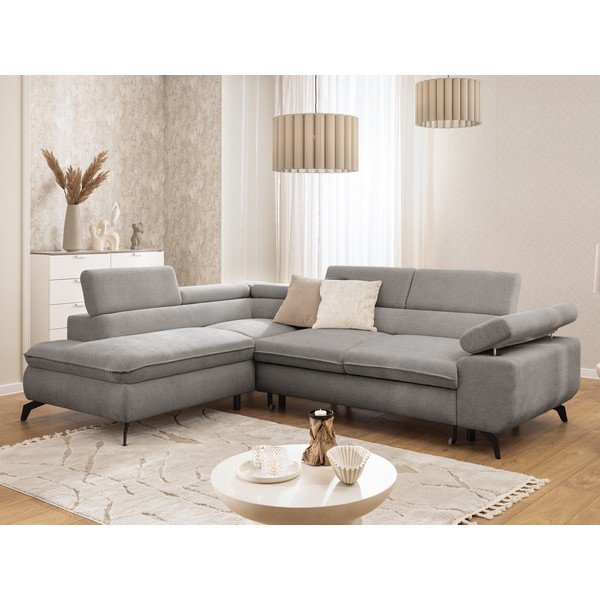 Světle šedá žinylková rohová pohovka (levý roh/do L) Marbeya  – Ropez-image-1