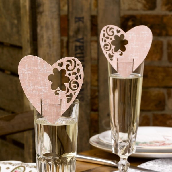 Sada 10 růžových dekorací na skleničky Neviti With Love