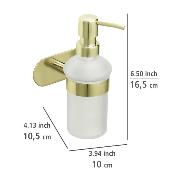Samodržící dávkovač mýdla z nerezové oceli ve zlaté barvě 0.2 l Orea Gold – Wenko-image-3