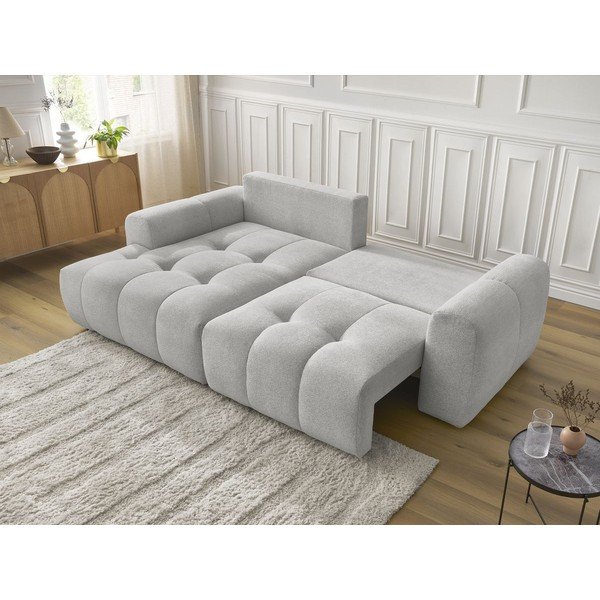 Světle šedá žinylková rozkládací/s úložným prostorem rohová pohovka (levý roh/s lenoškou) Roxelane – Bobochic Paris-image-4