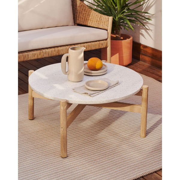 Kulatý zahradní odkládací stolek s terrazzo deskou ø 88,5 cm Pola – Kave Home-image-1
