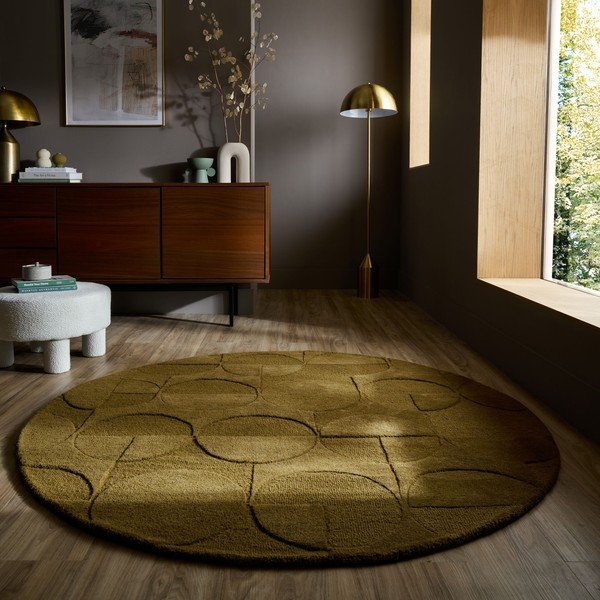 Tmavě zelený ručně tkaný vlněný kulatý koberec ø 160 cm Gigi – Flair Rugs-image-1
