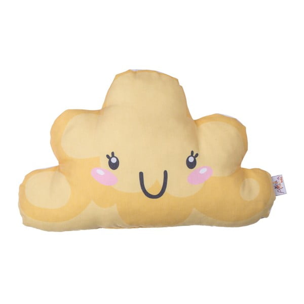 Žlutý dětský polštářek s příměsí bavlny Mike & Co. NEW YORK Pillow Toy Hurro, 21 x 40 cm