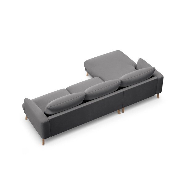 Šedá sametová rohová pohovka (levý roh/s lenoškou) Naomi – Micadoni -image-3