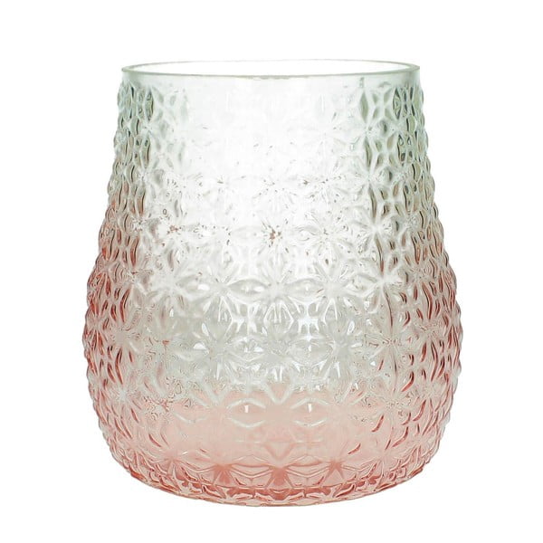 Růžovo-bílá skleněná váza HF Living, výška 23 cm