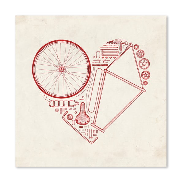 Plakát Love Bike Red od Florenta Bodart, 30x30 cm