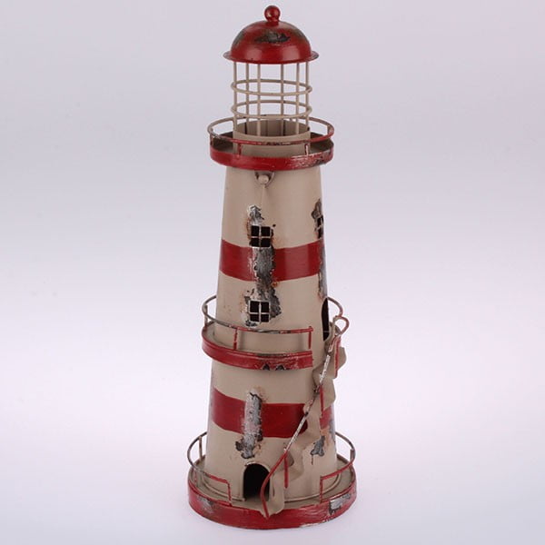 Kovový závěsný svícen Red Stripes Lighthouse, 32 cm