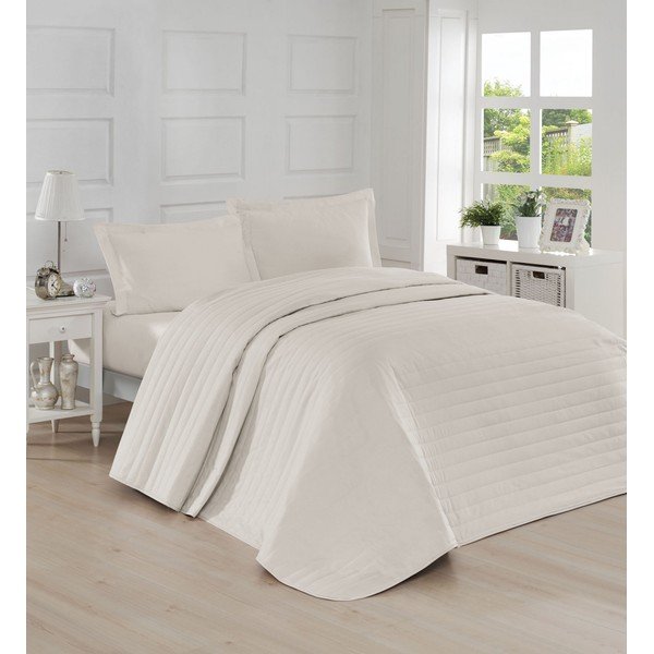 Krémový lehký prošívaný přehoz Mijolnir Monart, 220 x 240 cm-image-1