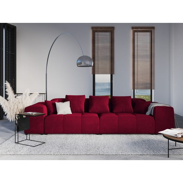 Červený sametový polštář k modulární pohovce Rome Velvet - Cosmopolitan Design-image-3