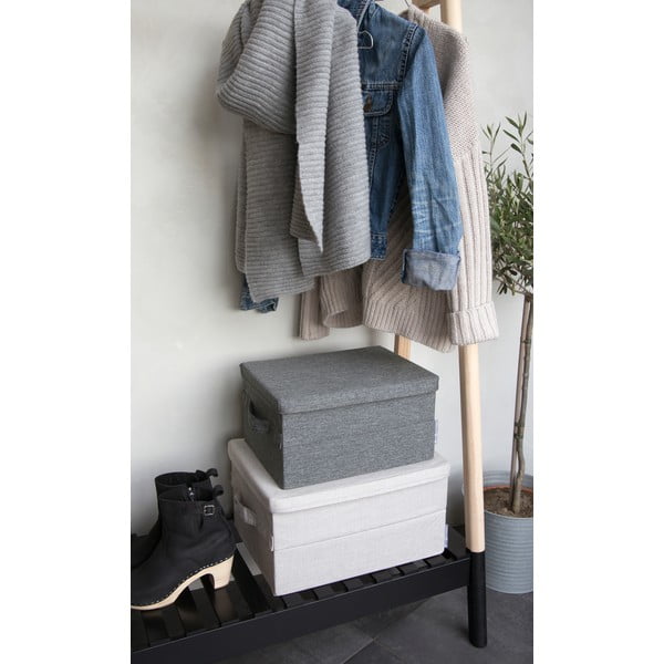 Béžový látkový úložný box s víkem 40x30x22 cm Soft Storage – Bigso-image-1