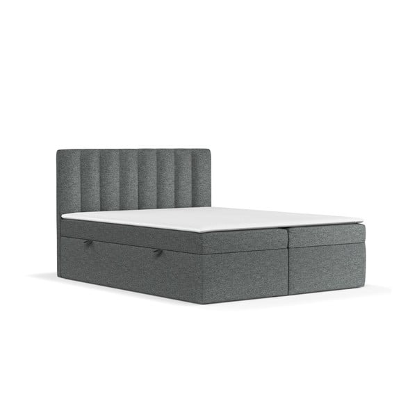 Tmavě šedá boxspring postel s úložným prostorem 160x200 cm Novento – Maison de Rêve