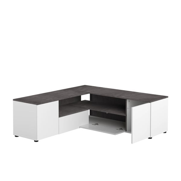 Šedo-bílý TV stolek v dekoru betonu 130x46 cm Angle – TemaHome-image-3