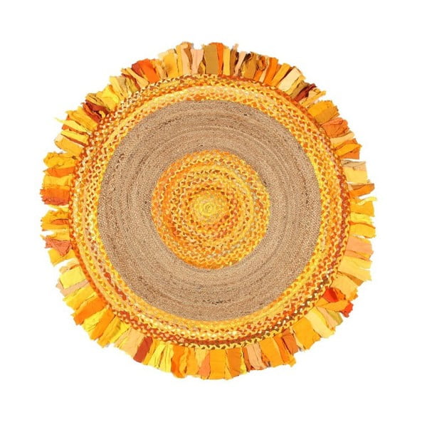 Kruhový koberec z juty a bavlny Eco Rugs Gold, Ø 120 cm