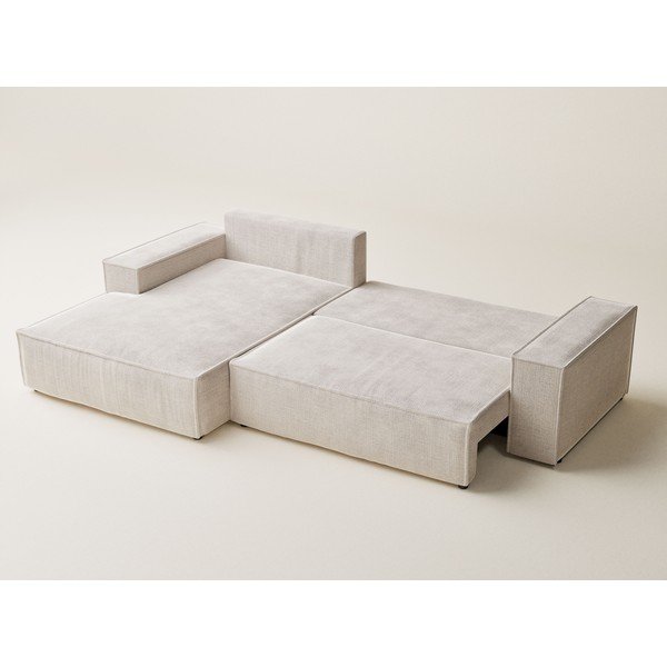 Krémová žinylková rozkládací/s úložným prostorem rohová pohovka (levý roh/s lenoškou) Maze – Maison de Rêve-image-4