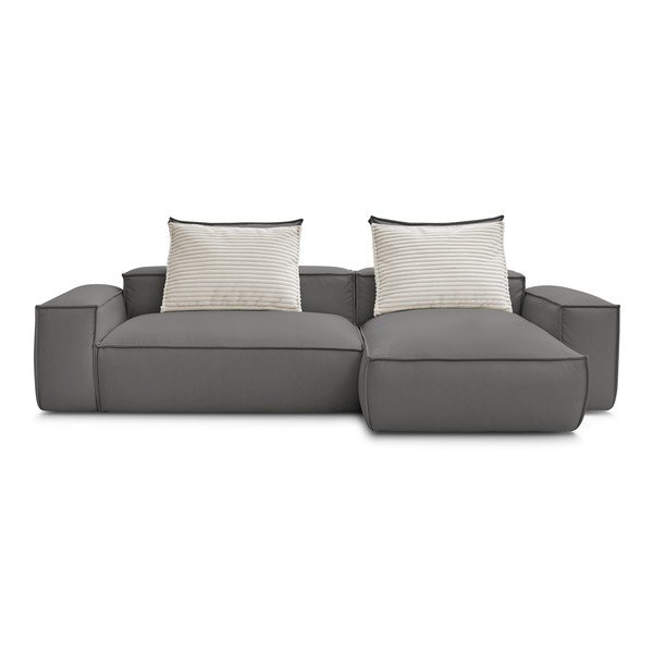 Šedá rohová pohovka z imitace kůže (variabilní roh) Boheme – Bobochic Paris