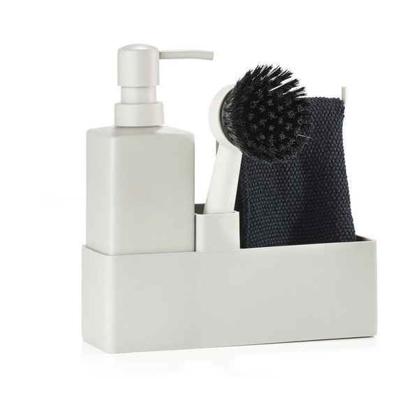 Světle šedý plastový/silikonový stojan na mycí prostředky Singles – Zone