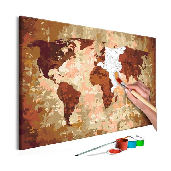 DIY set na tvorbu vlastního obrazu na plátně Artgeist Earth Map, 60 x 40 cm