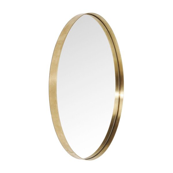 Kulaté zrcadlo s rámem v mosazné barvě Kare Design Round Curve, ⌀ 100 cm-image-1