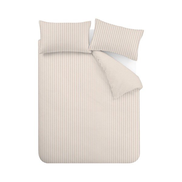 Béžové 3dílné povlečení na dvoulůžko/prodloužené 230x220 cm Epping Textured Stripe – Catherine Lansfield