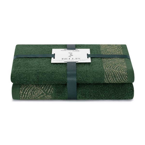 Zelené froté bavlněné ručníky a osušky v sadě 2 ks Bellis – AmeliaHome