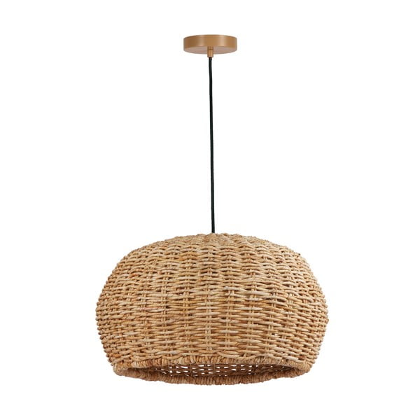Závěsné svítidlo v černo-přírodní barvě s ratanovým stínidlem ø 58 cm – SULION