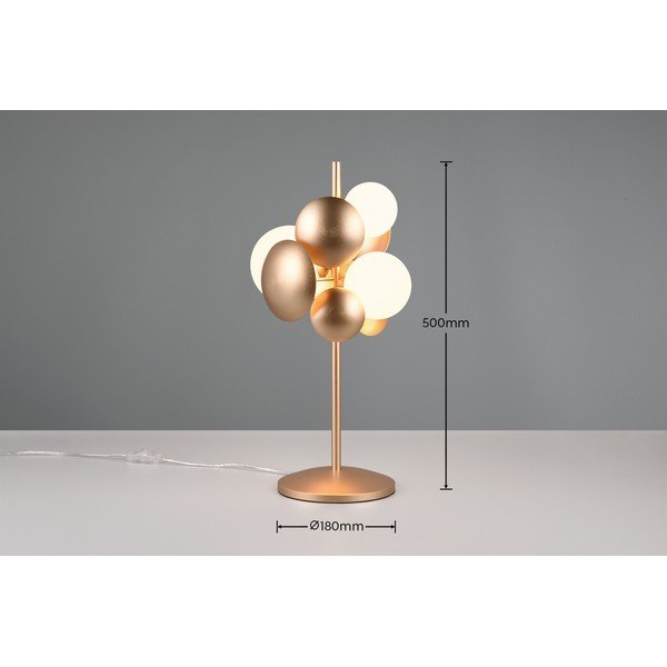 Stolní lampa se skleněným stínidlem ve zlato-bílé barvě (výška 50 cm) Bubble – Trio Select-image-4