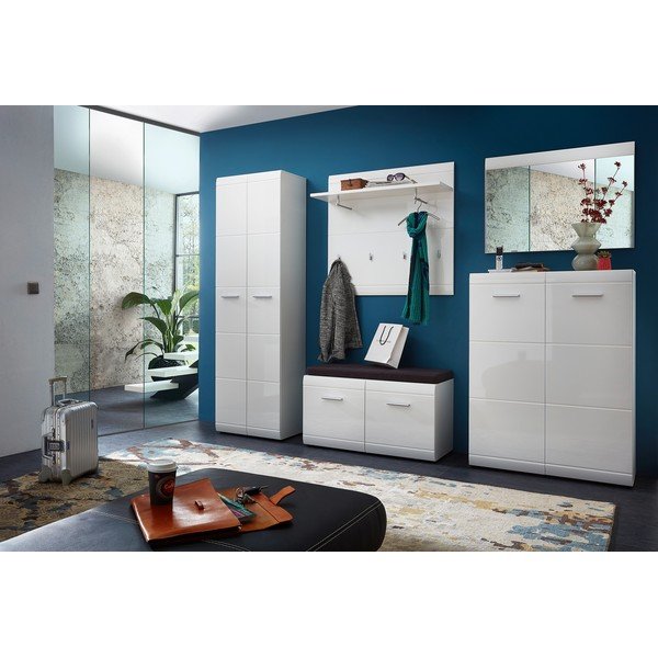 Bílý nástěnný věšák s poličkou Adana – Germania-image-1